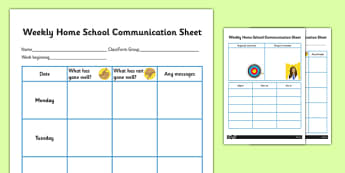 Weekly Home School Communication Sheet Secondary - Home, School, Communciation, SEN, Special, Educational, Needs, Additional, Transition, Parents, Carers , secondary, ks3