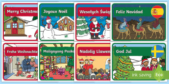 Merry Christmas in Different Languages Printable | Primary
