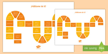 Tell Me About You Present Tense Board Game Spanish - Spanish, speaking, game, board game, present tense, introducing youself, getting to know you