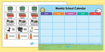 Weekly School Visual Calendar - weekly, school, visual, calendar