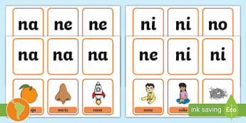 Juego de memoria: Sílabas na, ne, ni, no, nu