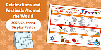 Celebrations and Festivals Around the World 2026 Calendar Display Poster