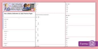 Year 4 Maths GL Style Practice Paper