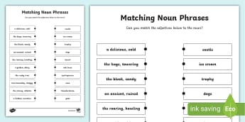 Match the Expanded Noun Phrases Worksheet