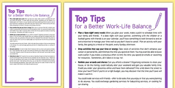 Work Life Balance Tips • Twinkl.co.uk