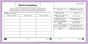 Connotation Activities | twinkl.com