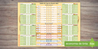 Tabela da Copa do Mundo 2018 para imprimir