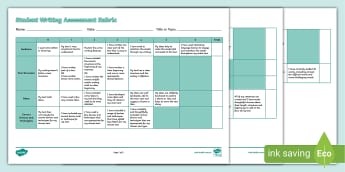 Student Writing Assessment Rubric - Generic
