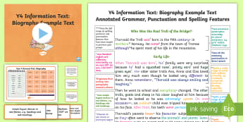 Y4 Information Texts: Biography Model/ Example Text