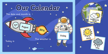 Space Themed Days of the Week Display Calendar - space, display calendar, space calendar, themed display calendar, calendar, classroom display, themed calendar, class dates