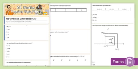 Year 2 Maths GL Style Practice Paper