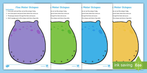Octopus Threading Fine Motor Threading Octopus