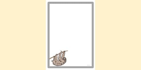 Sloth Border Editable Simple Blank Town Hall Page Border