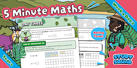 Spring 1 Math Activity Mat 3 Study Squad 5 Minute Maths - Year 1 Spring - Week 1 Day 4