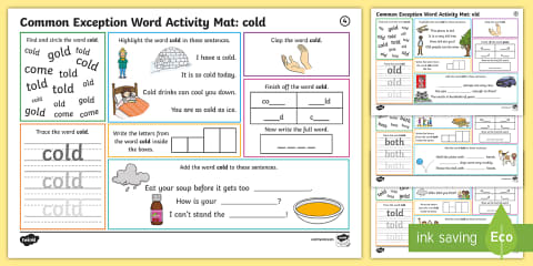 Year 2 Common Exception Word Activity Mat Pack 6