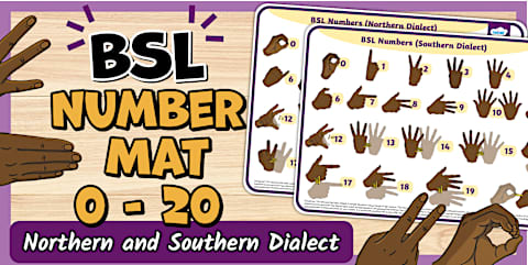 Large British Sign Language Numbers Poster Readers View