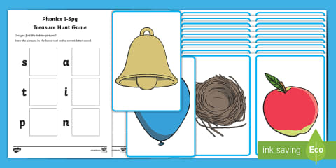 Phonics Phase 2 I Spy Treasure Hunt Game Bumper Activity Pack