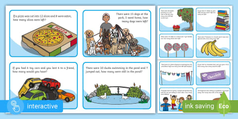 Addition and Subtraction to 100 Word Problem Challenge Cards
