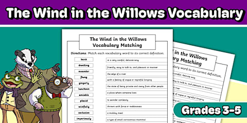 The Wind in the Willows Word Search for 3rd-5th Grade