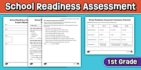 Readiness Test Math First Grade Early Math Diagnostic Assessment for K-1st Grade