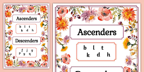 Muted Botanical Themed Ascenders and Descenders Display Poster