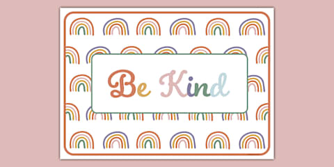 Muted Rainbow Themed Kindness Quotes Display Banner