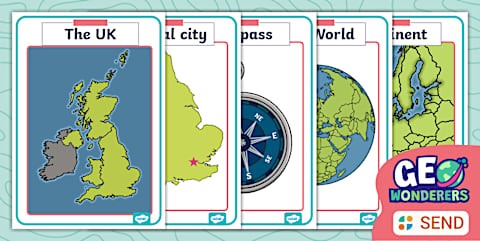 Geo Wonderers KS1 The UK Physical Features Word Mat Lesson Three