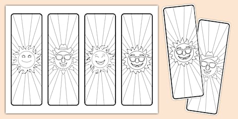 Sun Ranbow Bookmark Rainbow Colouring Bookmarks