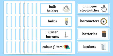 Science Lab Equipment Drawer Labels