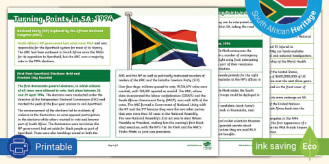 The Road to Democracy in South Africa – Activity Sheet