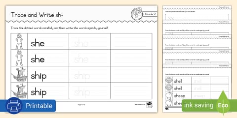 Grade 2 Phonics Trace and Write -tch
