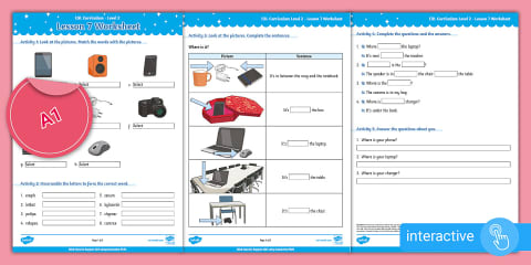 ESL Curriculum Level 2, Lesson 4 Interactive PDF Worksheet