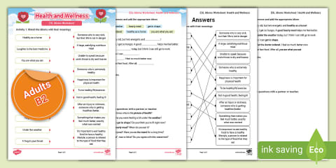 ESL Health Collocations Activity Sheet [Kids, B2]