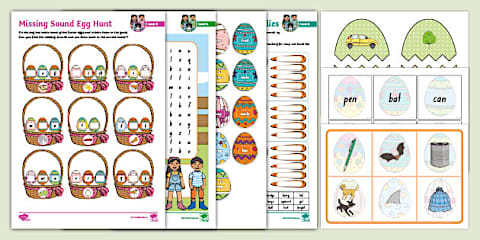 Easter Phonics Level 3 Missing Sound Egg Hunt