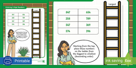 Grade 3 - Mathematics: Mental Math Order Numbers - Activity sheet (CAPS ...