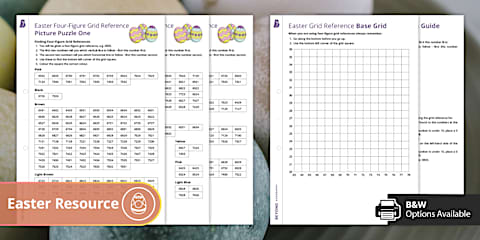 KS3 Spring Four-Figure Grid References Picture Puzzles