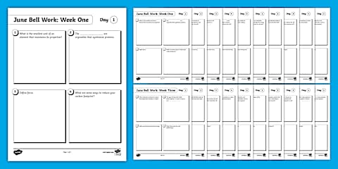 Sixth Grade Science August Bell Work Bundle