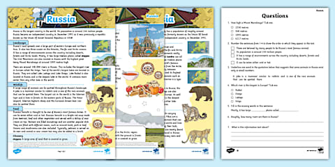 Where in the World Is Russia? Worksheet