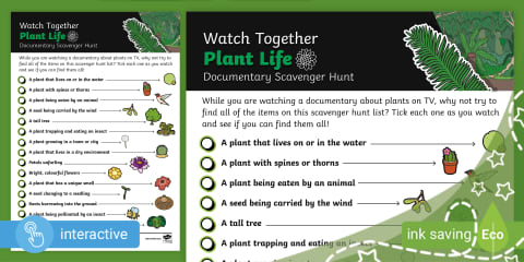 Plants and Animals in Our Local Habitat Scavenger Hunt Activity Sheet