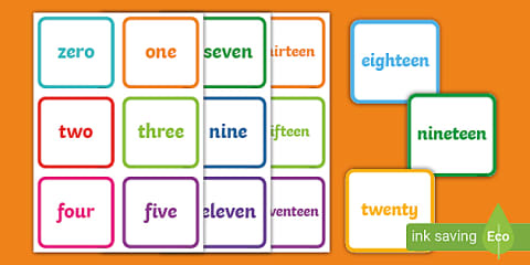 Number Snap Numerals and Number Words 0-20 Matching Cards