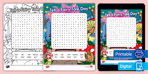 Snow White Fairy Tale Word Search for K-2nd Grade