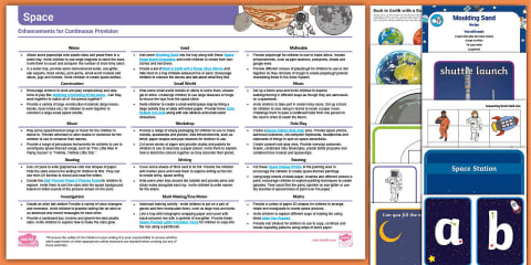 EYFS Space Activity Planning and Continuous Provision Ideas Resource ...