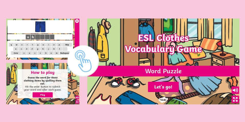 ESL Clothes Vocabulary Bingo Game