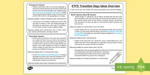 Transition to Year 1 Parent and Carer Information Sheet