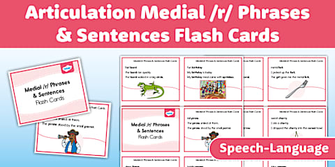 Articulation Final /r/ Phrases and Sentences Flash Cards for SLP