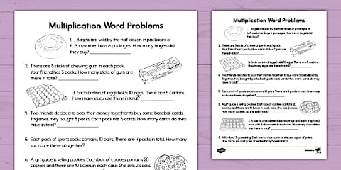 Grade 3 Multiplication and Division Word Problems x3 x4 x8 Worksheet ...