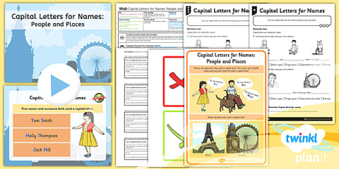 Capital Letters for Names (People and Places) Differentiated Worksheet Pack