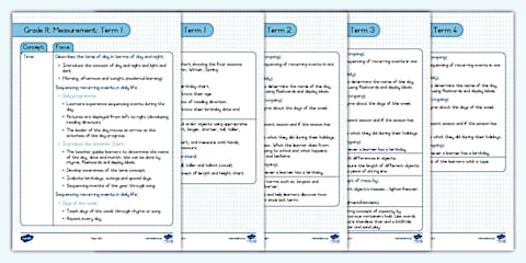 Grade R Daily Chart Grade R Daily Programme South Africa