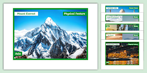 Human and Physical Features of Asia Sorting Cards
