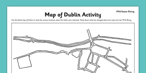 1916 Rising Dublin Map Display Poster